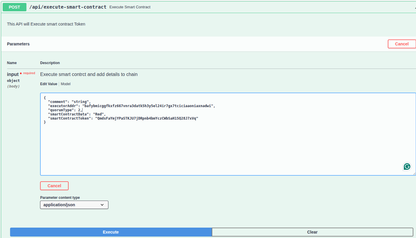 Execute smart contract